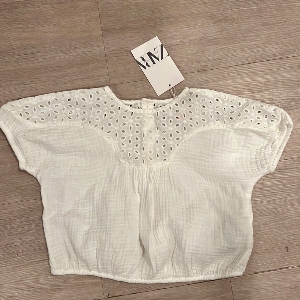 White Eyelet Kids Top